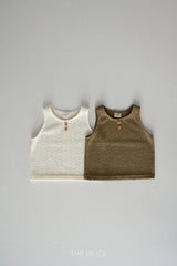 ［The beige］Knit sleeveless tops