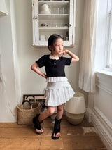 ［comma］Square neck frill tee