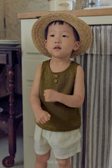［The beige］Knit sleeveless tops