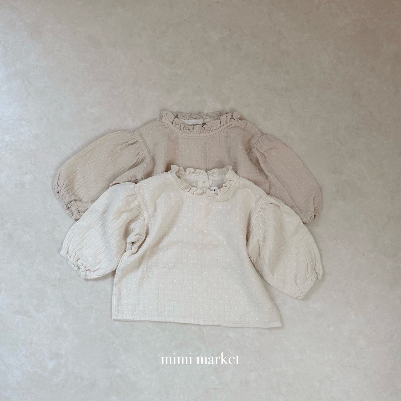 ［mimi market］Neck frill dot blouse