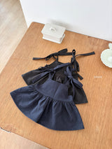 ［ohho］Soft denim ribbon blouse