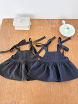 ［ohho］Soft denim ribbon blouse