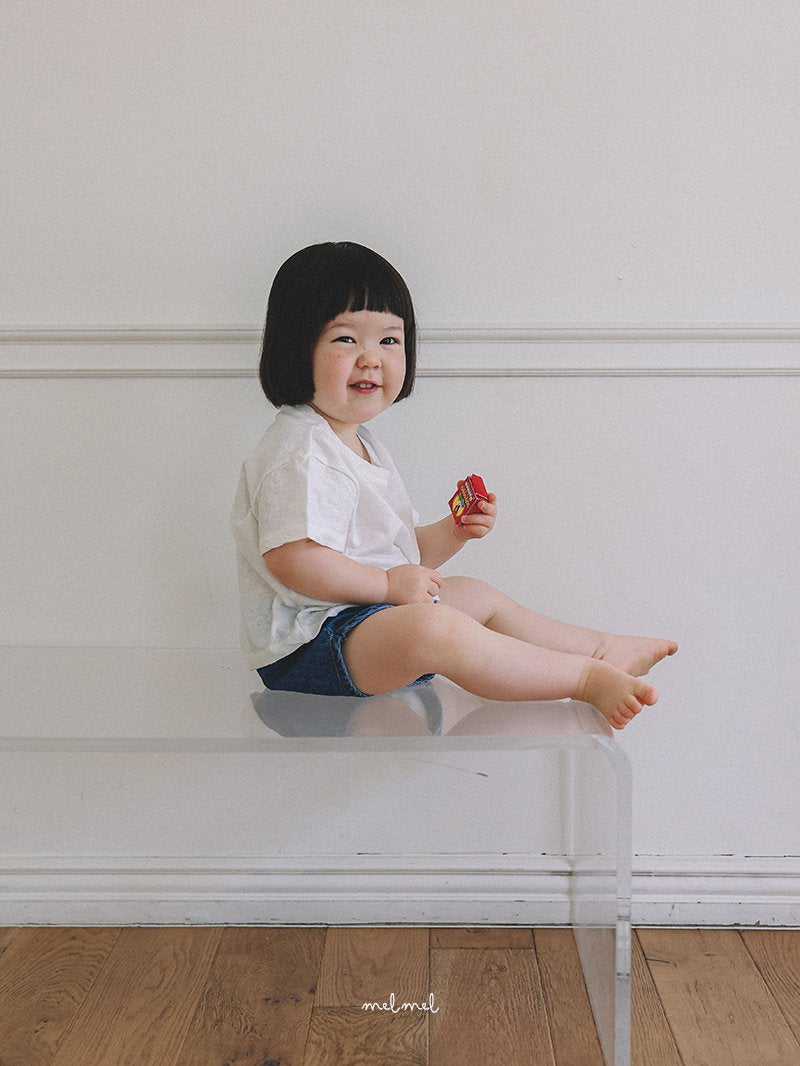 ［melmel］Rib denim short pants
