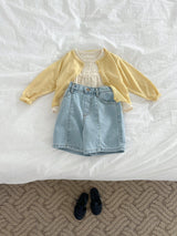 ［minirobe］Button denim shorts pants
