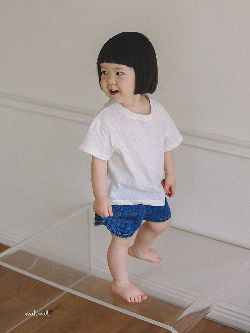 ［melmel］Rib denim short pants