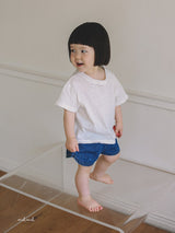 ［melmel］Rib denim short pants