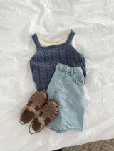 ［minirobe］Button denim shorts pants