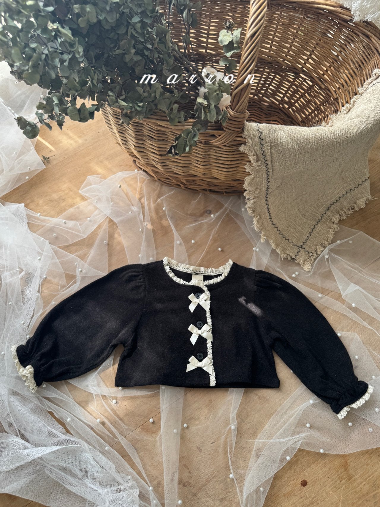［marron］Ribbon cardigan