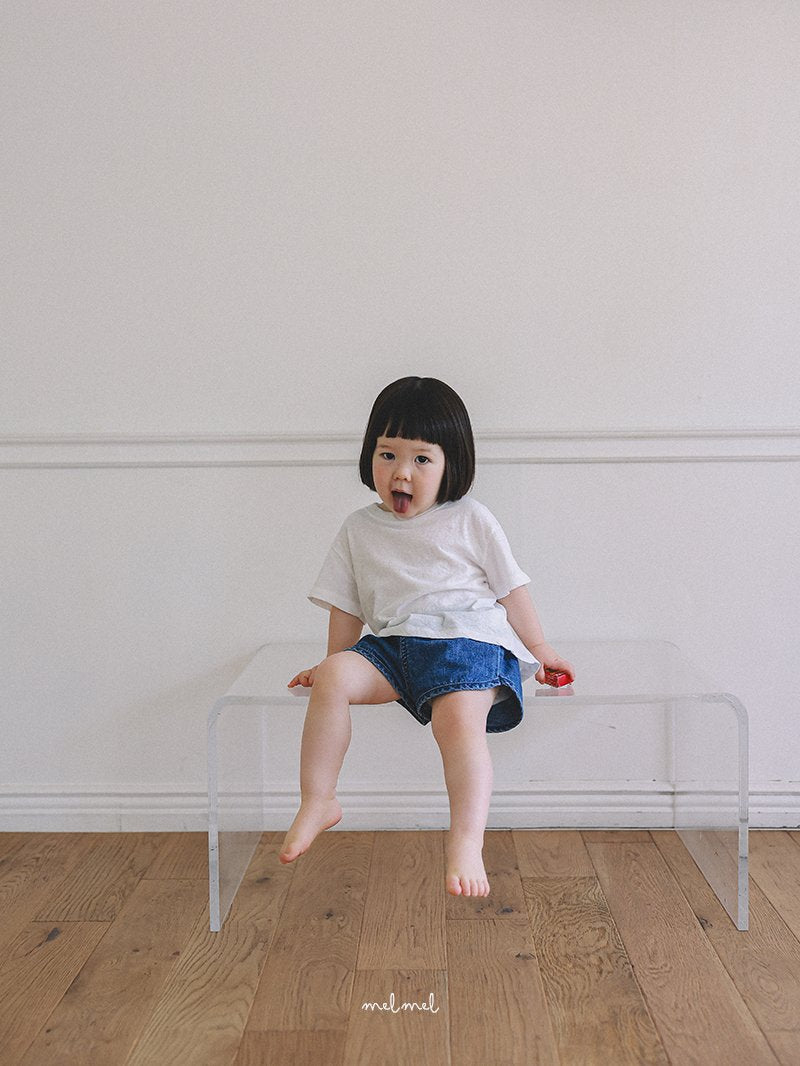［melmel］Rib denim short pants