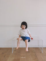 ［melmel］Rib denim short pants