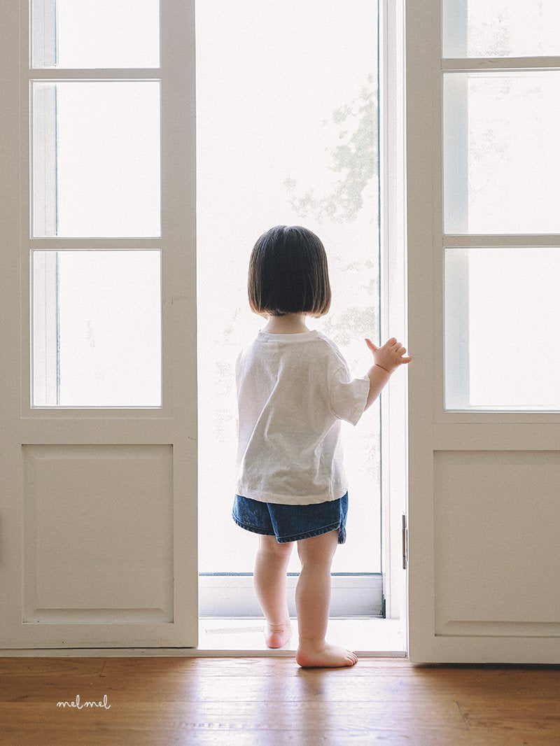 ［melmel］Rib denim short pants