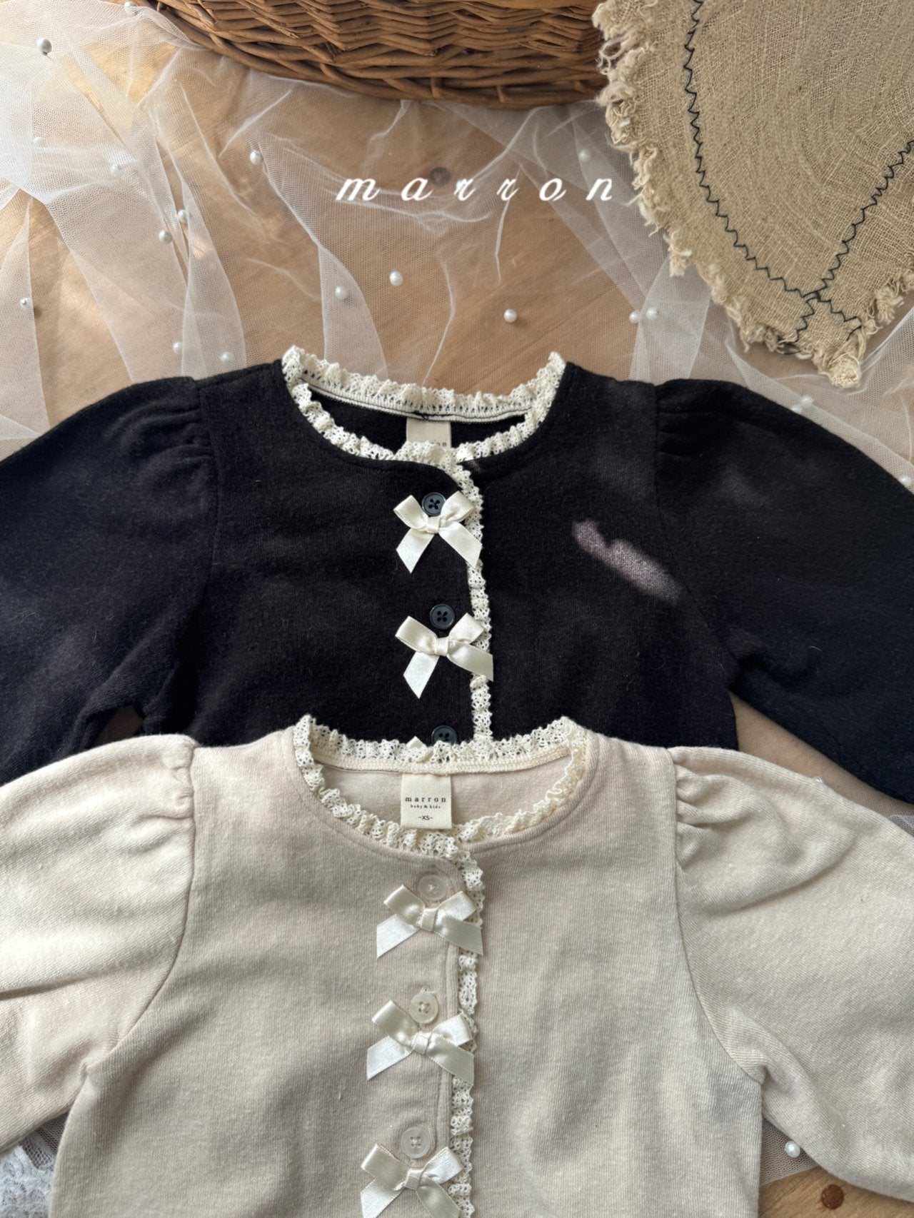 ［marron］Ribbon cardigan