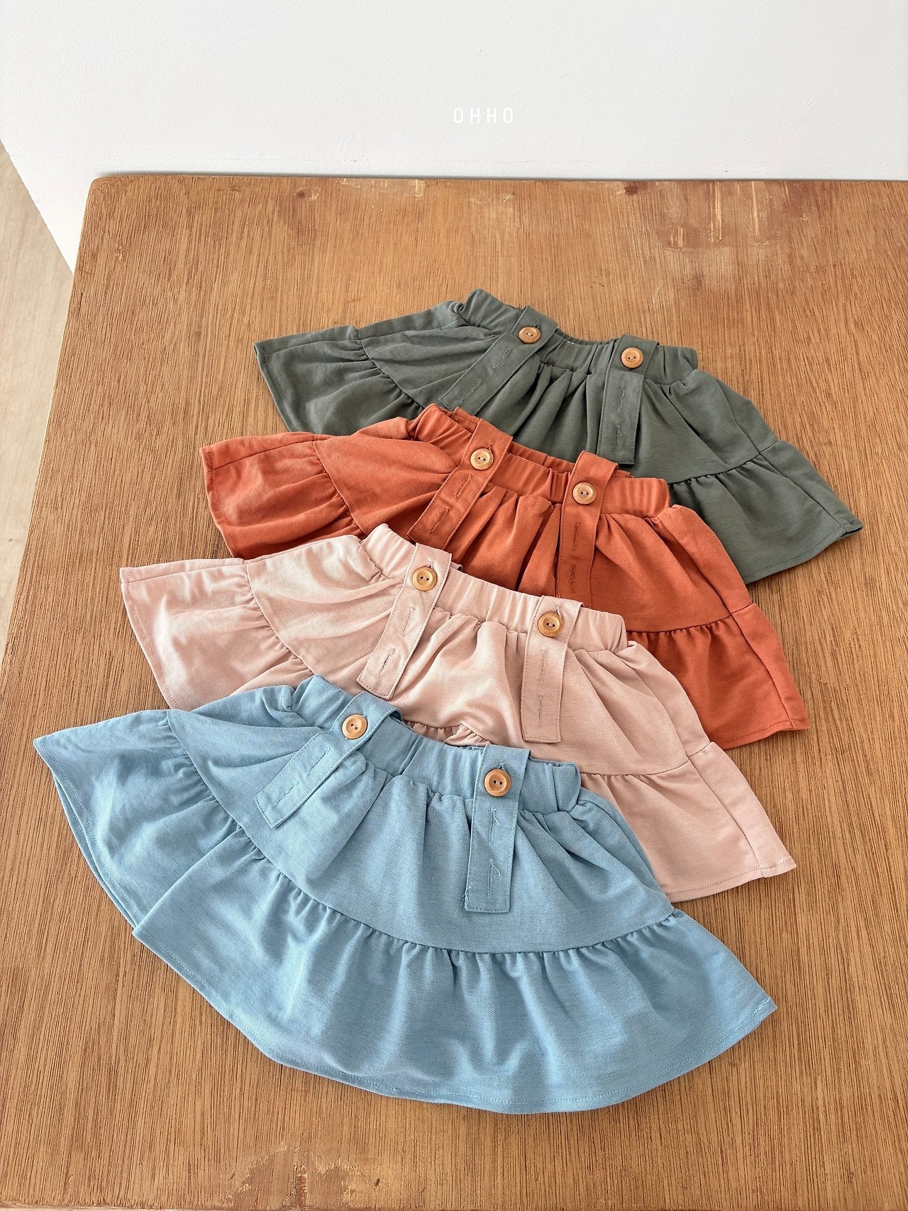 ［ohho］Forest shirring suspender skirt