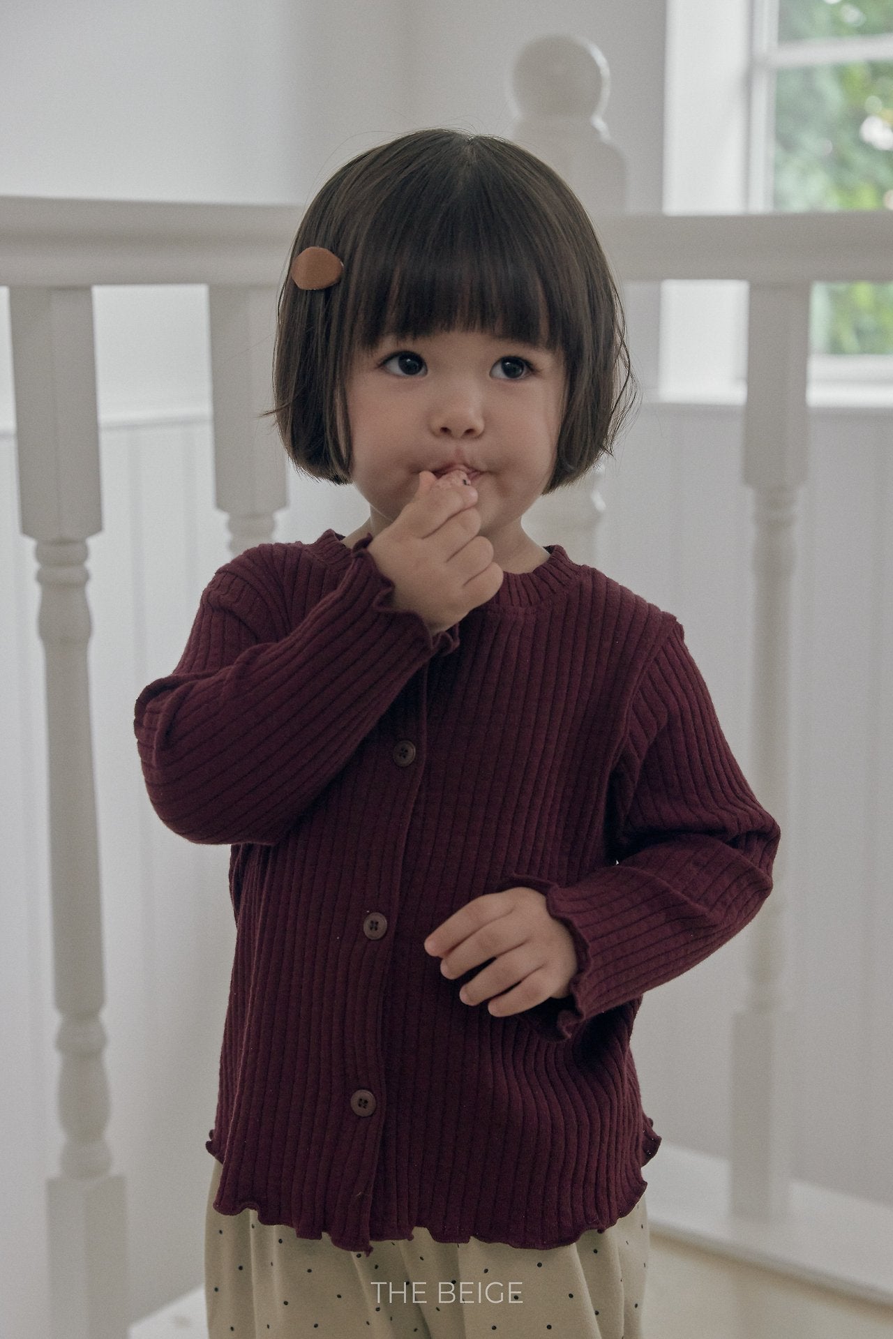 ［The beige］Ribbed Cardigan