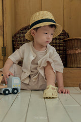 ［The beige］Short sleeve cardigan