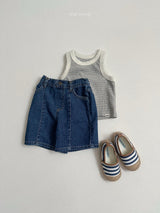 ［minirobe］Button denim shorts pants