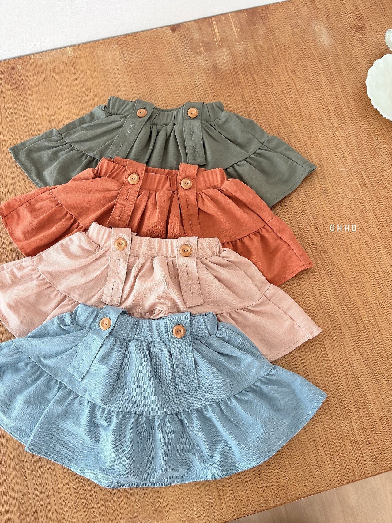 ［ohho］Forest shirring suspender skirt