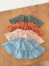 ［ohho］Forest shirring suspender skirt
