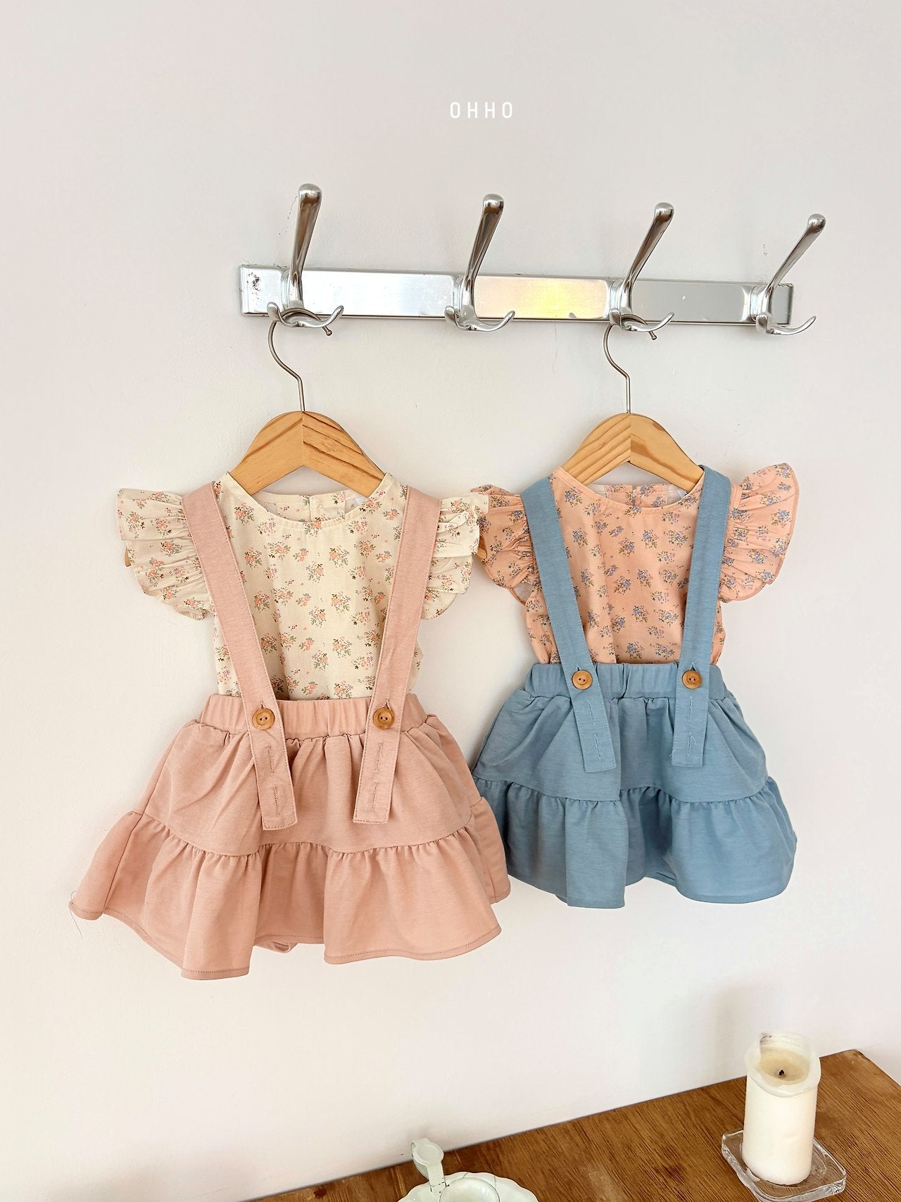［ohho］Forest shirring suspender skirt