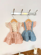 ［ohho］Forest shirring suspender skirt