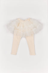 ［The beige］Tulle Leggings