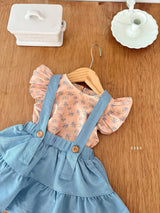 ［ohho］Forest shirring suspender skirt