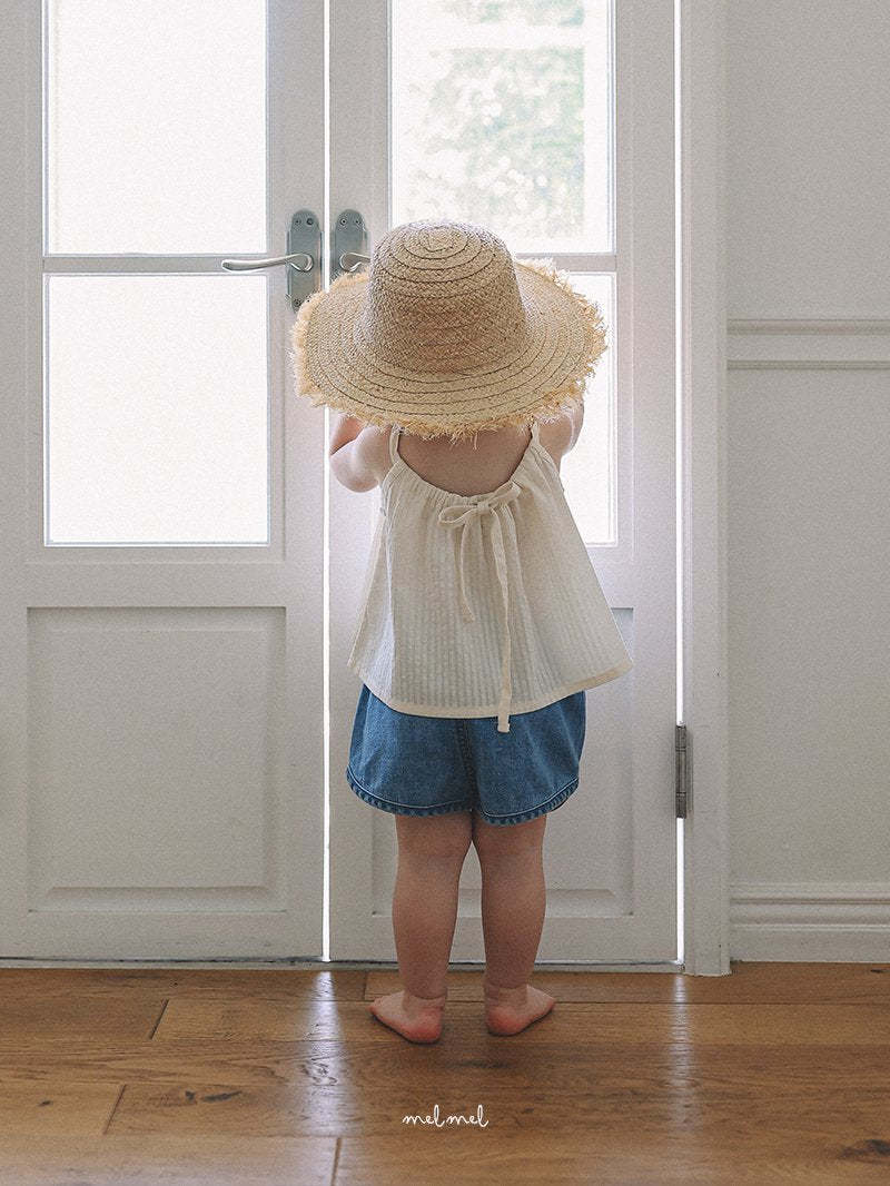 ［melmel］Rib denim short pants