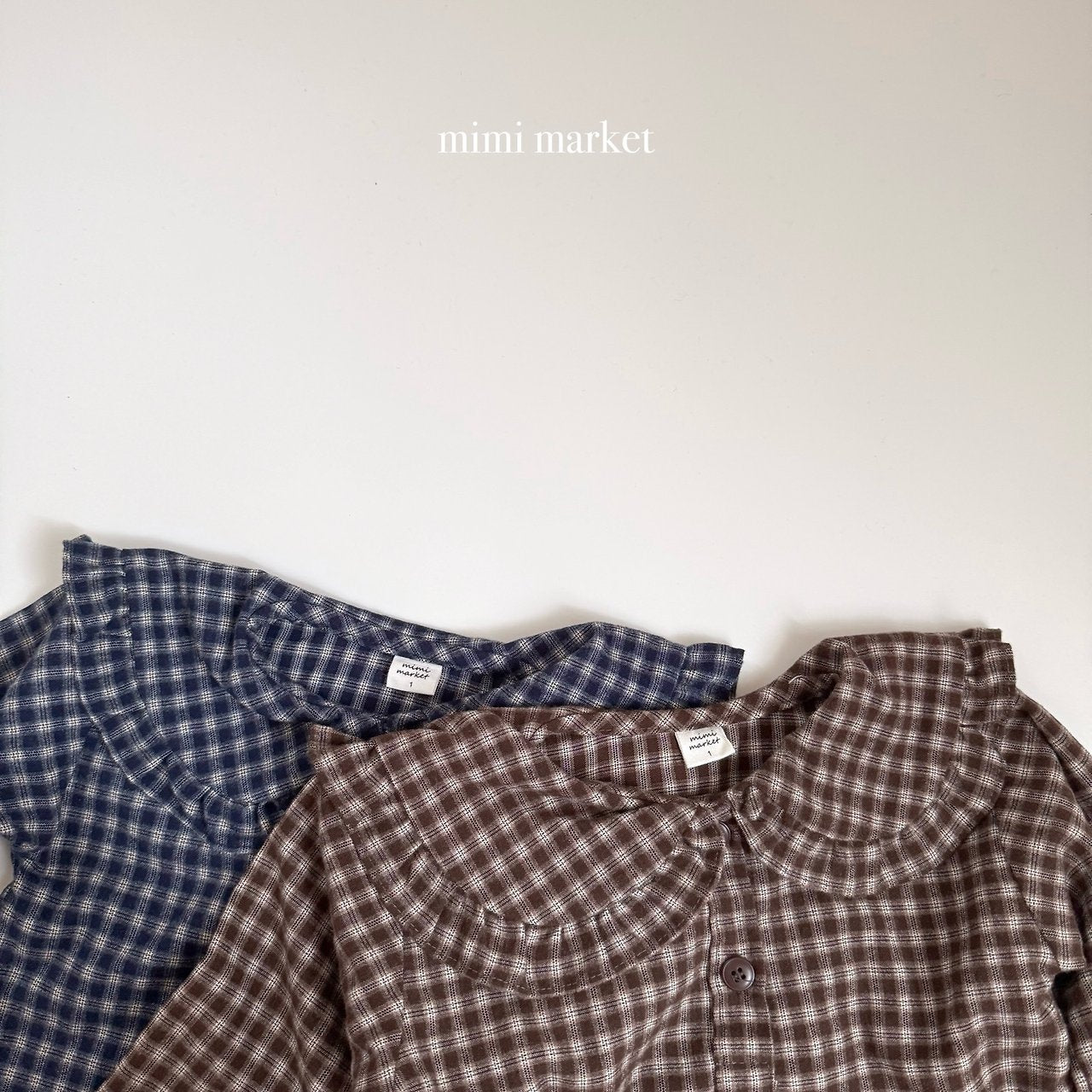 [mimi market] Check frill collar blouse
