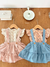 ［ohho］Forest shirring suspender skirt