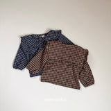 [mimi market] Check frill collar blouse