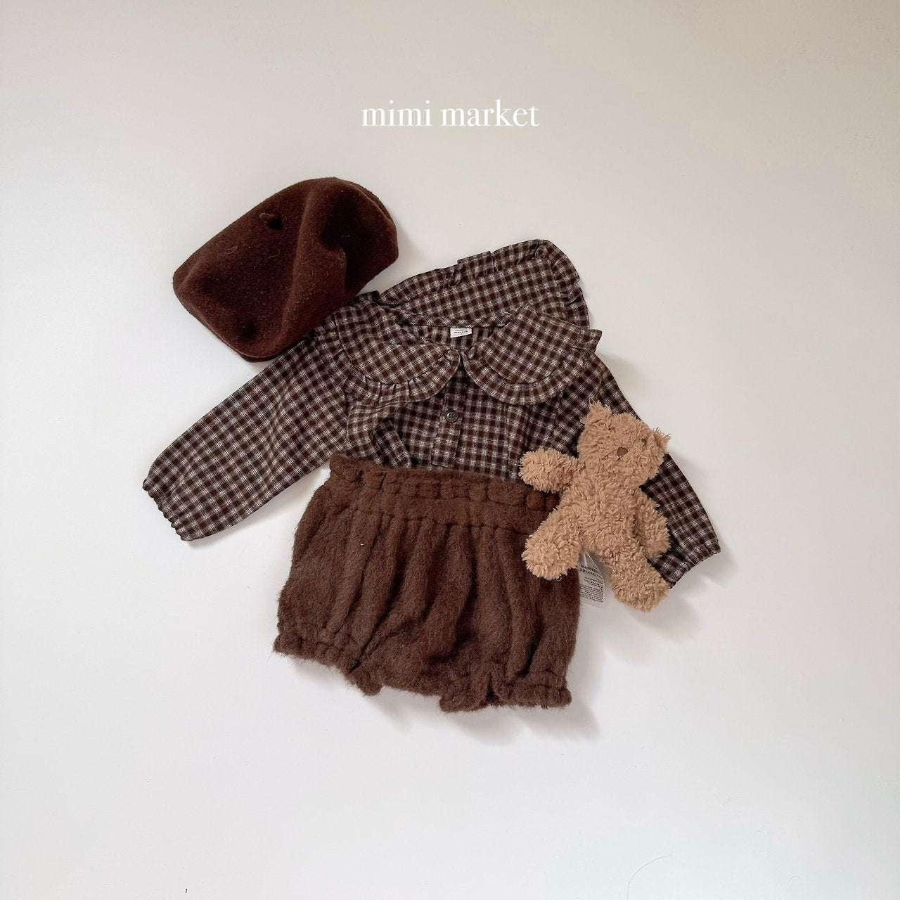 [mimi market] Check frill collar blouse