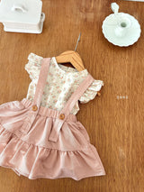 ［ohho］Forest shirring suspender skirt