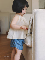 ［melmel］Rib denim short pants