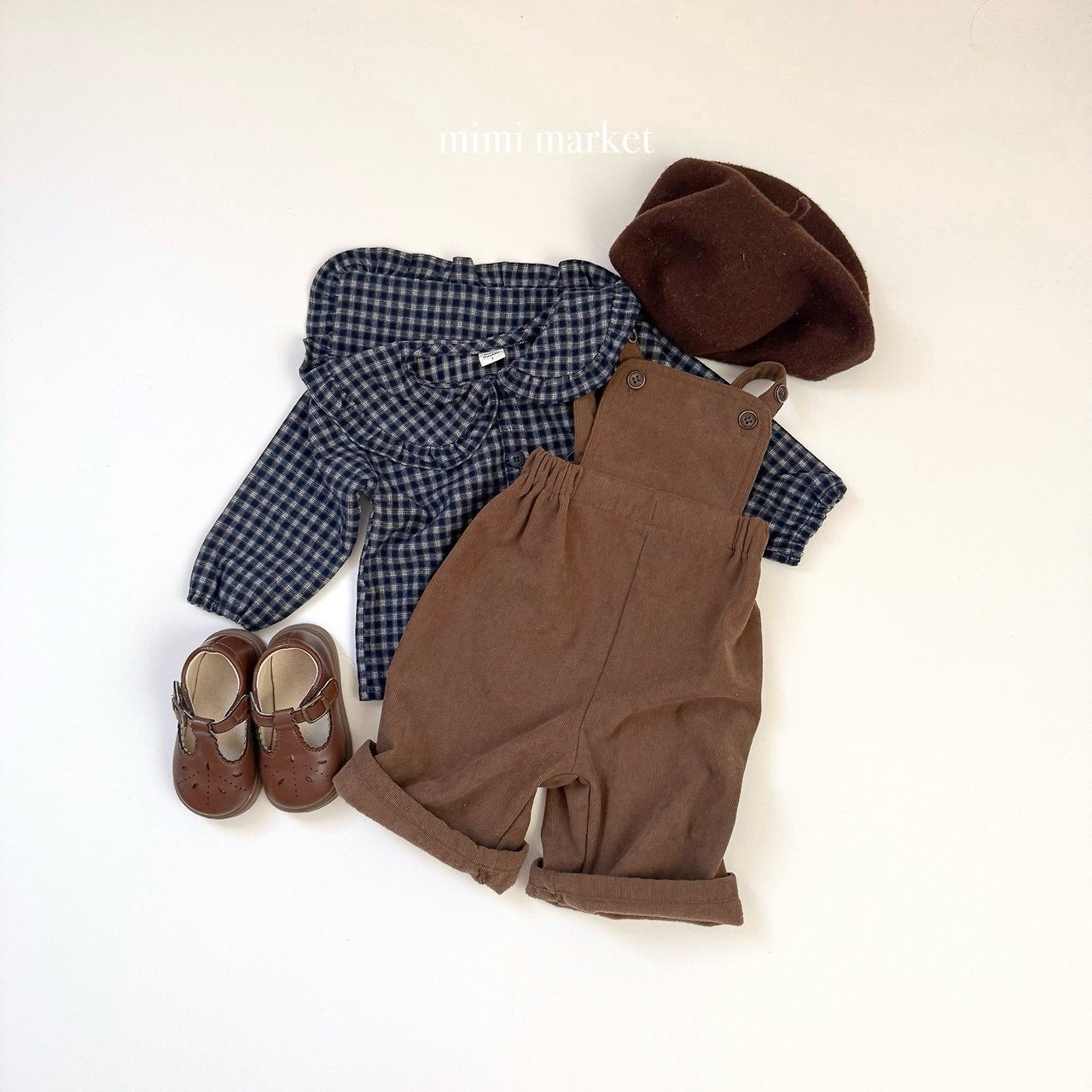 [mimi market] Check frill collar blouse