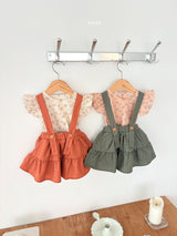 ［ohho］Forest shirring suspender skirt