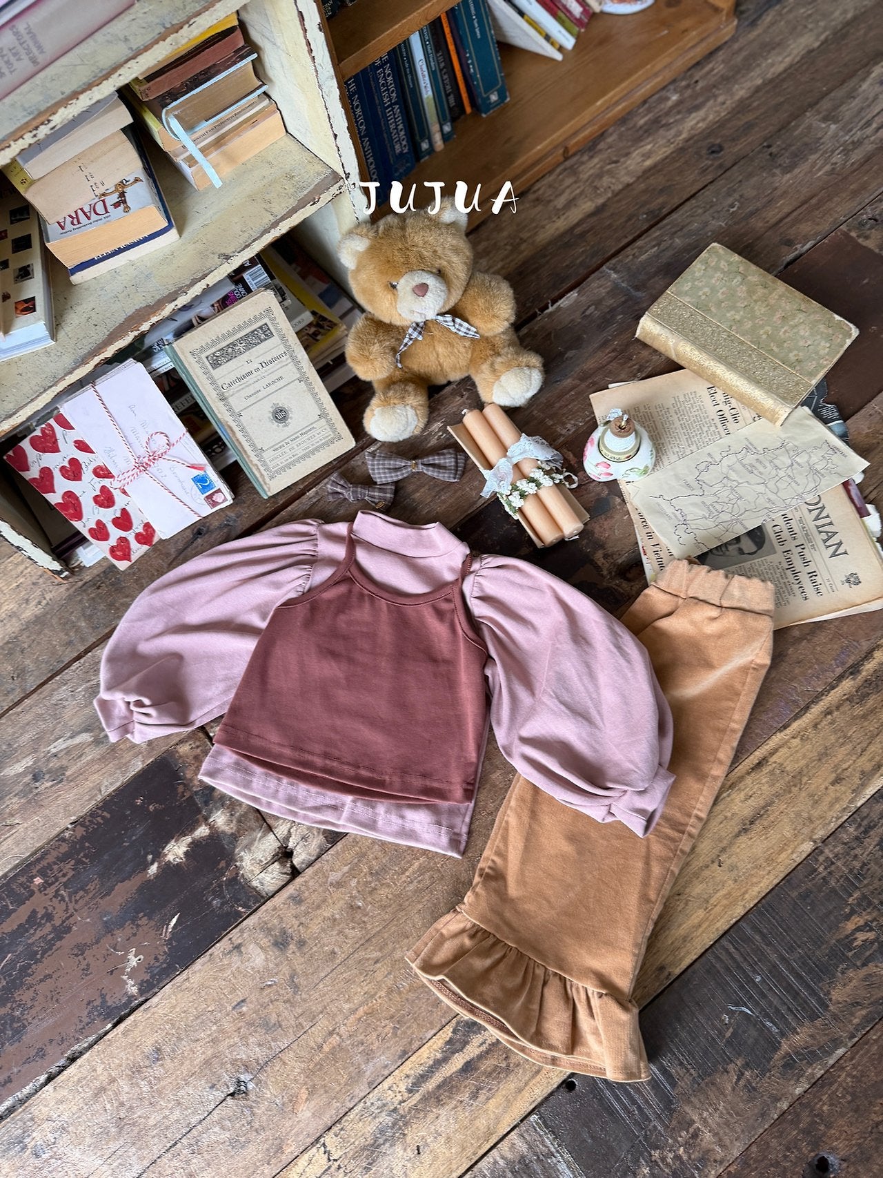 ［jujua］Berry balloon sleeve tops