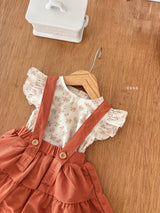 ［ohho］Forest shirring suspender skirt
