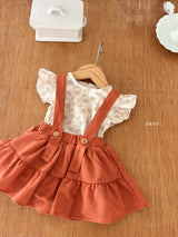 ［ohho］Forest shirring suspender skirt