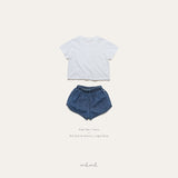 ［melmel］Rib denim short pants