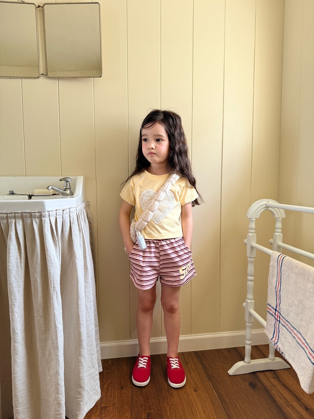 ［comma］58 stripe short pants