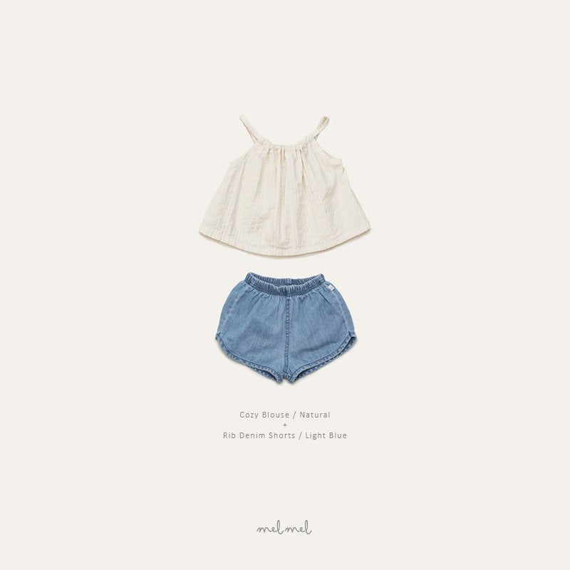 ［melmel］Rib denim short pants