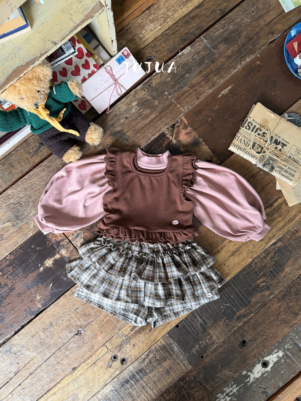 ［jujua］Berry balloon sleeve tops