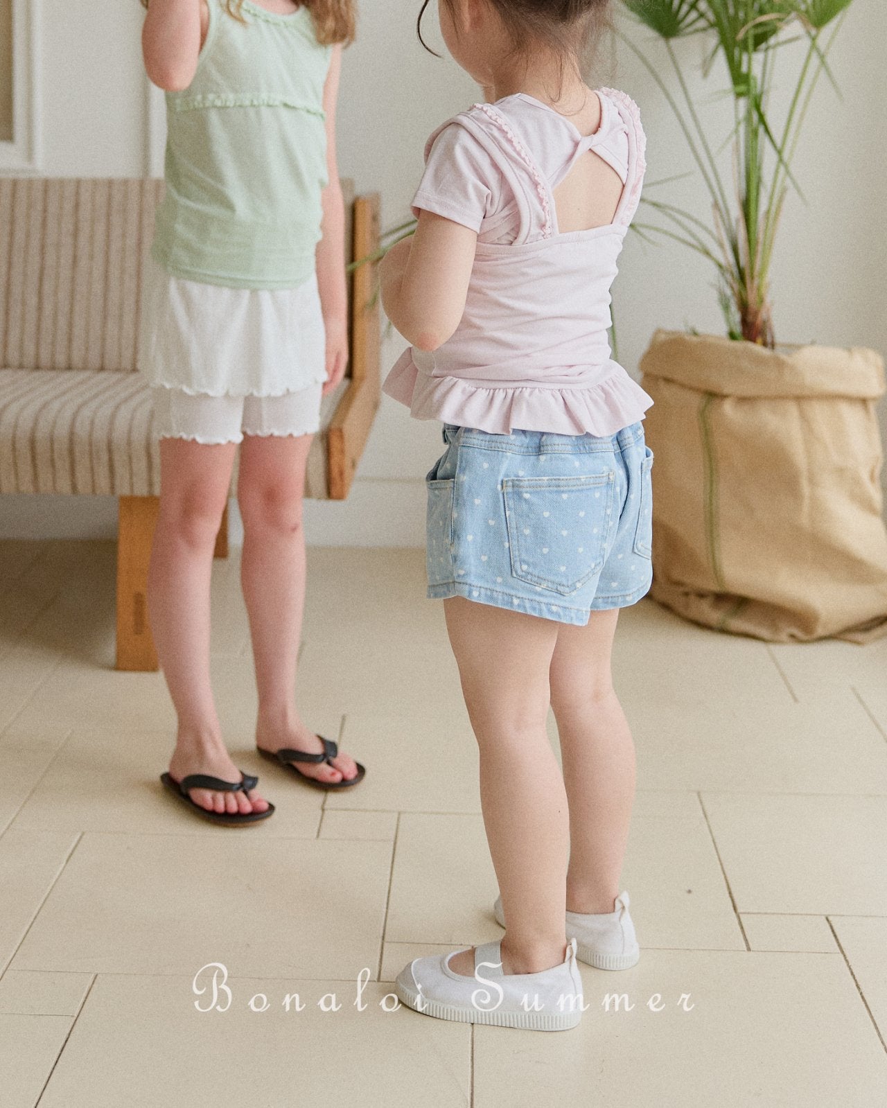 ［Bonaloi］Mini heart short denim pants