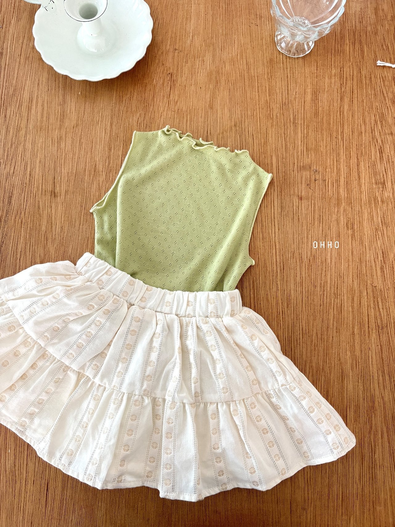 ［ohho］Ette shirring skirt