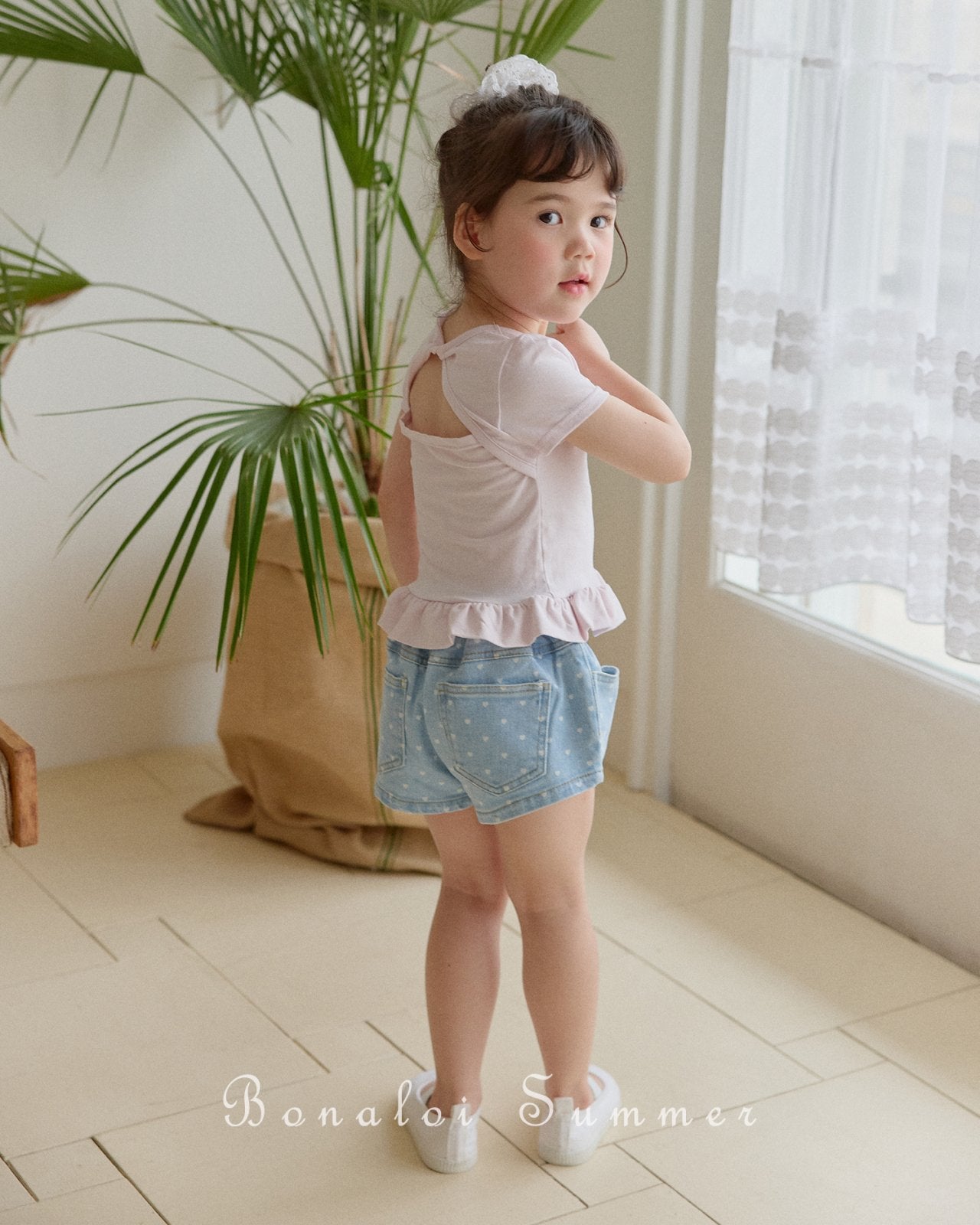 ［Bonaloi］Mini heart short denim pants