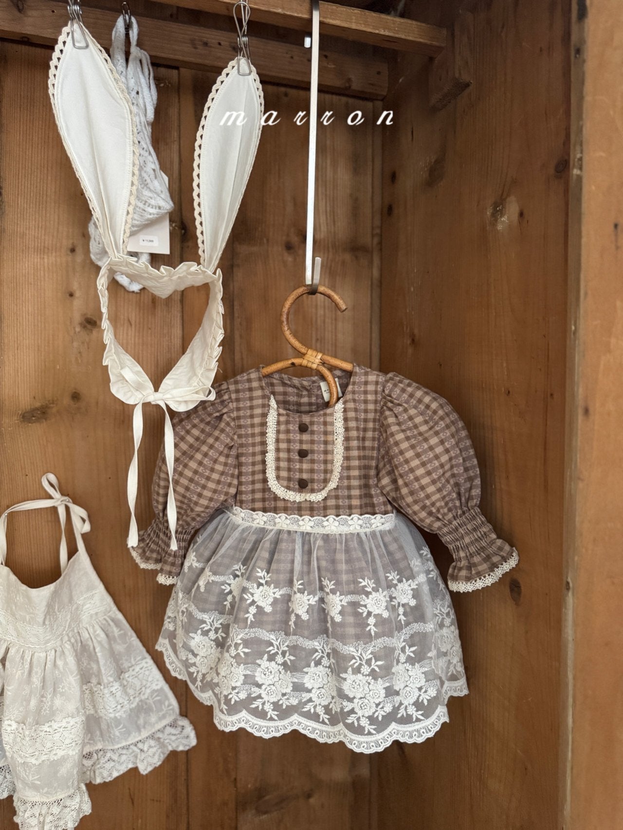 ［marron］Chocolate smock rompers