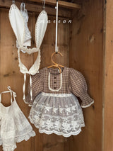 ［marron］Chocolate smock rompers