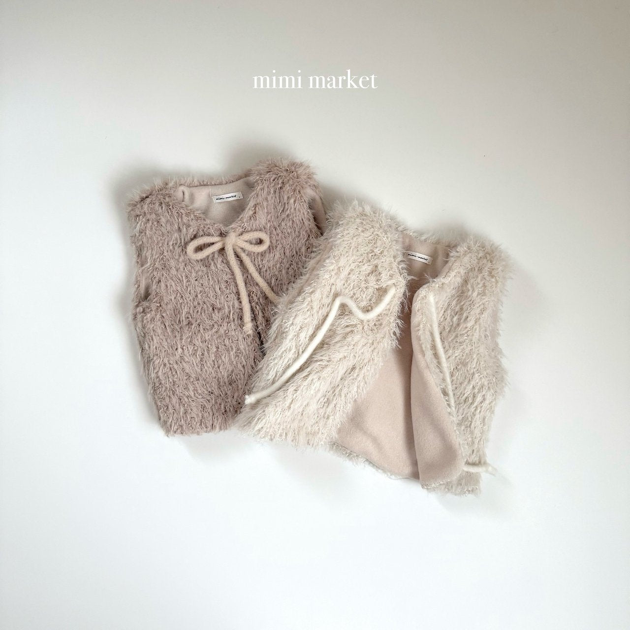 [mimi market] Fur ribbon vest
