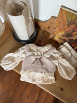 ［marron］Puff ribbon lace tops