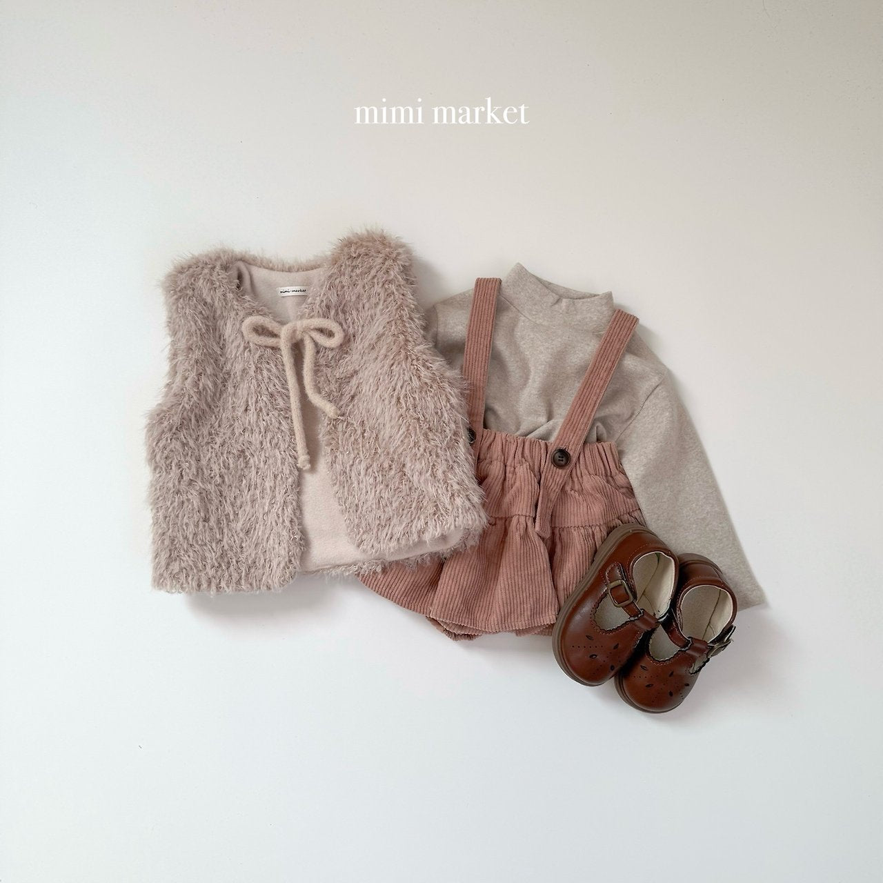 [mimi market] Fur ribbon vest